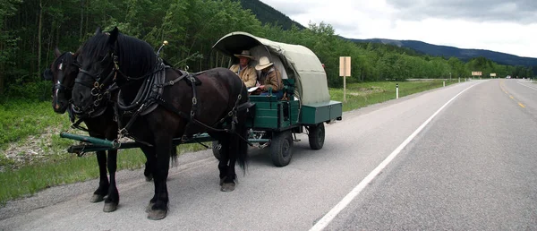 Homme Chevauchant Cheval Dans Les Montagnes — Photo