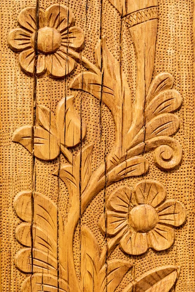 Tekstura Płytek Drewnianych Wzorami Kwiatami — Zdjęcie stockowe