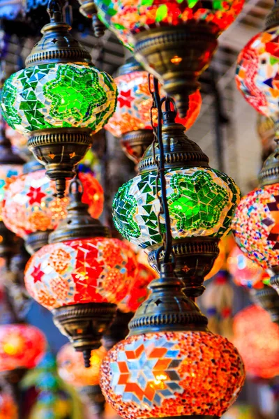 Lâmpadas Turcas Coloridas Mercado — Fotografia de Stock