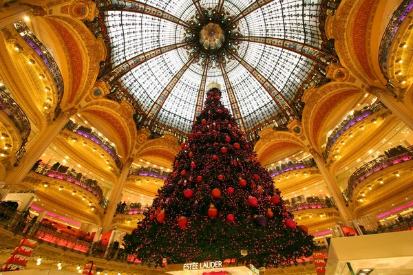 Decoración Del Árbol Navidad Ciudad Lafayette París — Foto de Stock