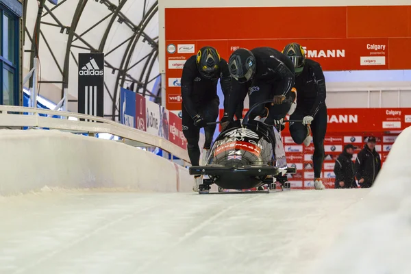 Bobsleigh World Cup  Calgary  Canada   2014 — Stock Photo, Image