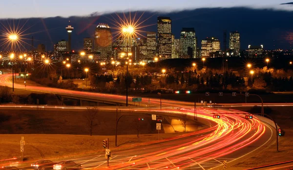 Downtown Calgary's nachts. — Stockfoto