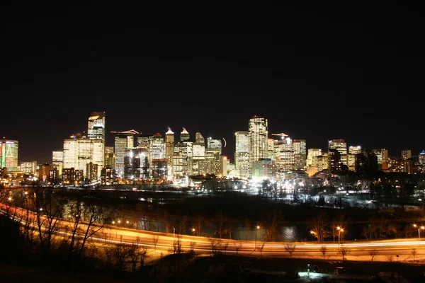 Downtown Calgary på natten. — Stockfoto