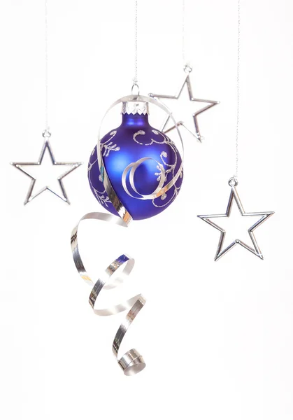 Blue christmas ball — Stock Photo, Image