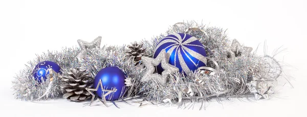 Kerstdecoratie met de blauwe kerstballen — Stockfoto