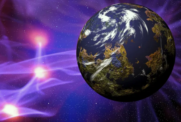 Planeta con rayos de plasma —  Fotos de Stock