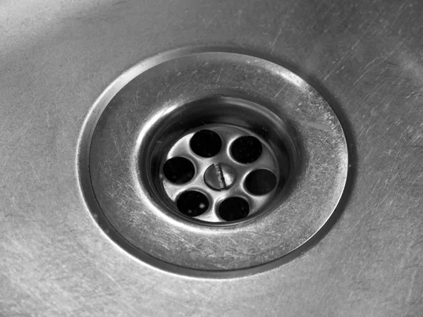 Kitchen sink drain hole — Stock Photo, Image