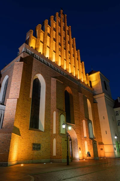 Archcathedral Basílica San Juan Bautista Noche Varsovia Polonia Ciudad Estilo — Foto de Stock