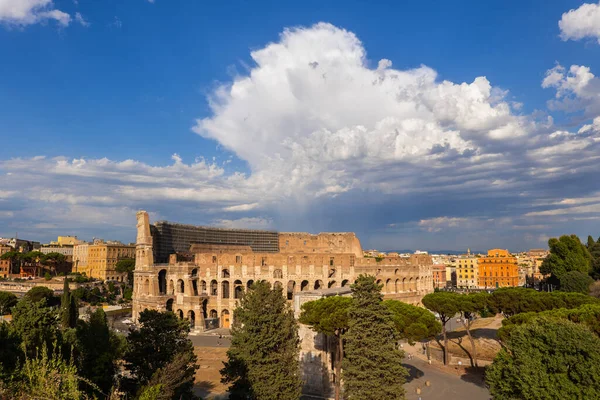 Koloseum Zachodzie Słońca Rzymie Włochy Starożytny Flavian Amfiteatr Stadion Gladiators — Zdjęcie stockowe