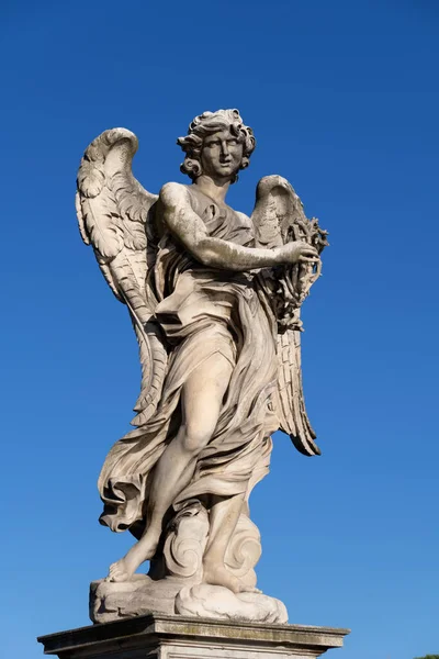 Angel Crown Thorns Ponte Sant Angelo Bridge Rome Italy Marble — Stock Photo, Image