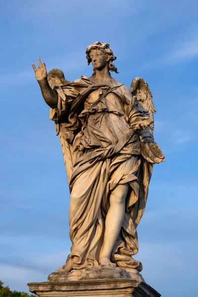 Engel Met Het Nails Standbeeld Ponte Sant Angelo Brug Rome — Stockfoto