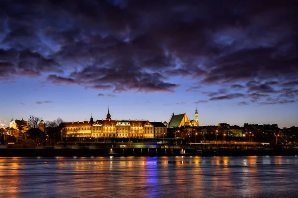 Vista Sul Fiume Crepuscolo Della Città Varsavia Polonia Con Skyline — Foto Stock