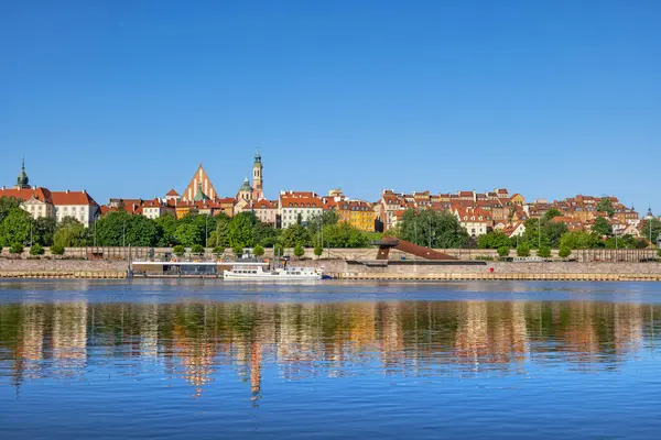 Widok Rzekę Warszawa Stolica Polski Panorama Starego Miasta — Zdjęcie stockowe