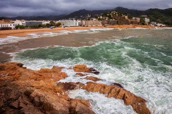 Rough Sea Windy Day Tossa Mar Resort Town Costa Brava — Stock Photo, Image