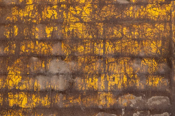 Old Rusty Vintage Metal Wall Grunge Style Scratched Yellow Weathered — Stock Photo, Image