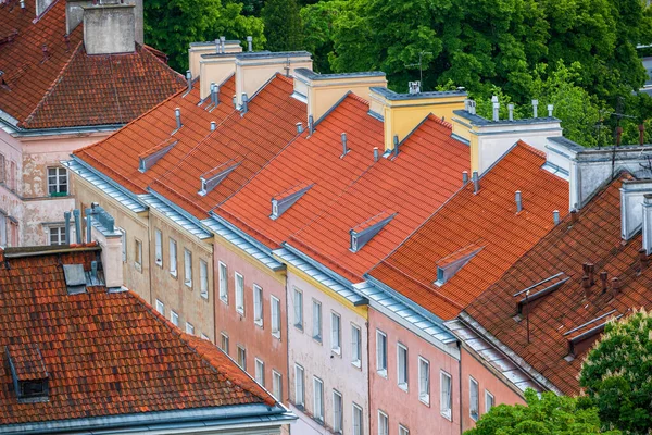 Csempe Bérházak Sora Mariensztatban Varsó Történelmi Szomszédságában Lengyelországban — Stock Fotó