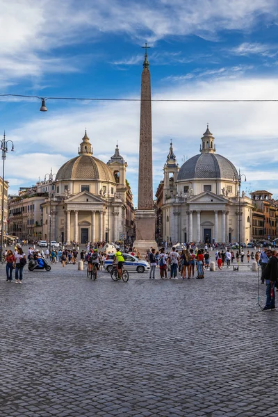 Róma Olaszország 2020 Szeptember Piazza Del Popolo Tér Santa Maria — Stock Fotó