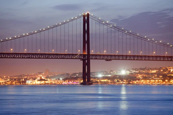 25 de Abril Bridge in Lisbon at Night — Stock Photo, Image