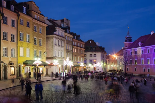 Staré město ve Varšavě v noci — Stock fotografie