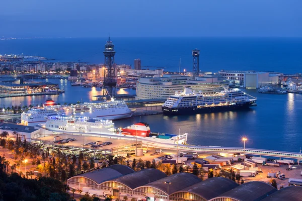 Cruise Port Terminal in Barcelona at Night — Stock Image Cruise Port Terminal in Barcelona at Night Stock Image
