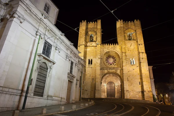 Lisbon Cathedral at Night in Portugal — Stock Photo, Image