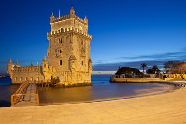 Belem Tower at Night in Lisbon clipart