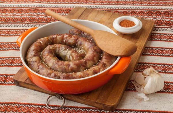 Saucisse de porc maison à l'ail — Photo