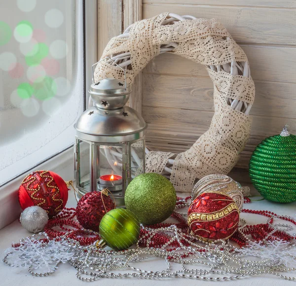 Weihnachtsfensterdekoration. — Stockfoto