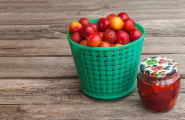 Kavanoz reçel ve Erik sepetle