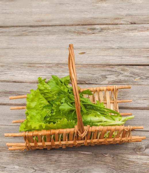 Fresh salad in basket — Stock Photo, Image