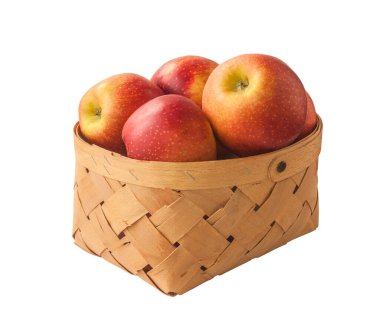 Beyaz arka planda, sepetteki kırmızı prens. 