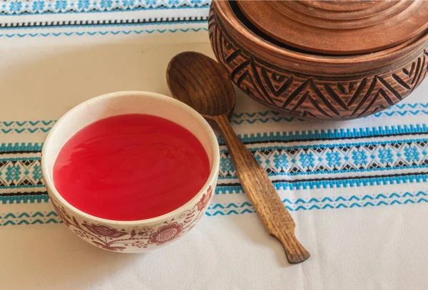 Thick Kissel Jelly Bowl Ritual Food Funerals Religious Holidays — Stock Photo, Image