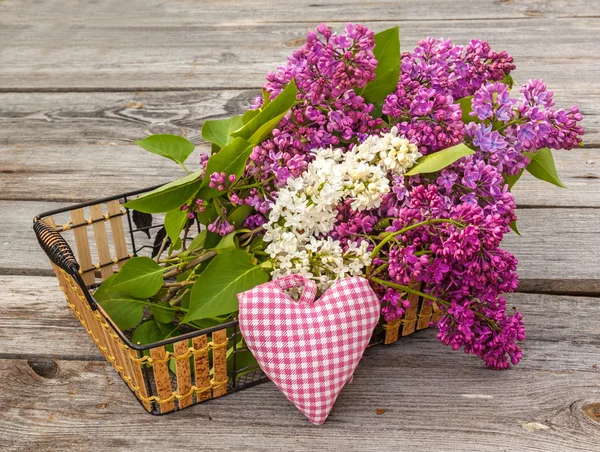 Purple-blue lilac and heart — Stock Photo, Image