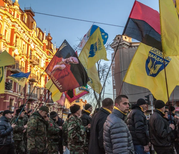 Marche d'honneur des troupes d'autodéfense Euromaidan — Photo