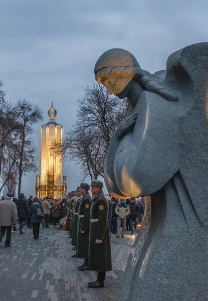 Commemorative event at memorial of Holodomor — Stock Photo, Image