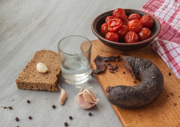 Anillo de morcilla salchichas — Foto de Stock