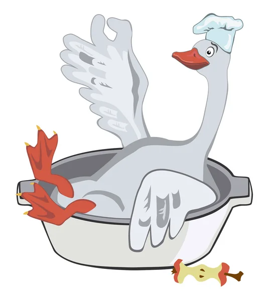 Happy Christmas goose in chef's hat — Stock Vector