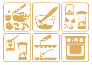 Meyve şeker elma ve bal yemek Icons set