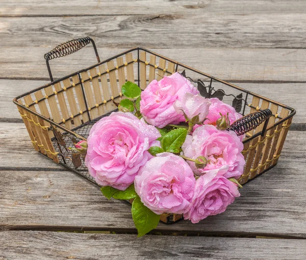 Bouquet de rosa salvaje en canasta —  Fotos de Stock