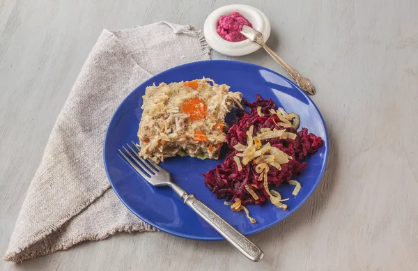 Plate with aspic and horseradish — Stock Photo, Image