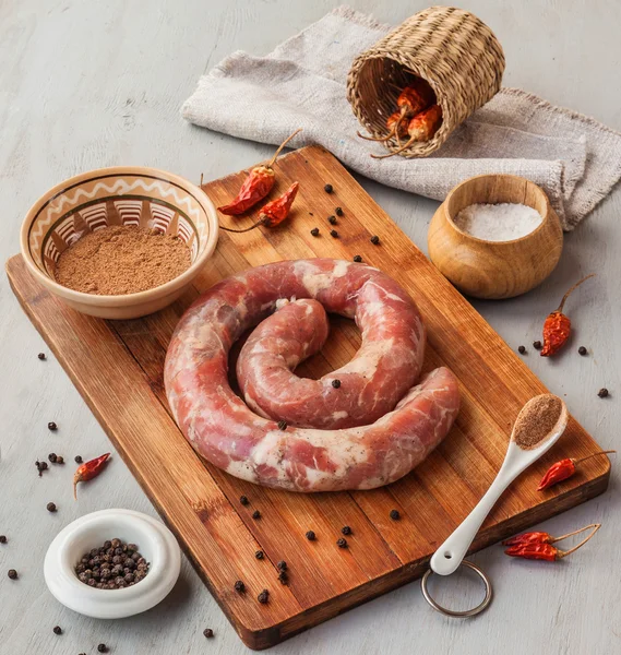 Ring der Wurst mit Gewürzen — Stockfoto