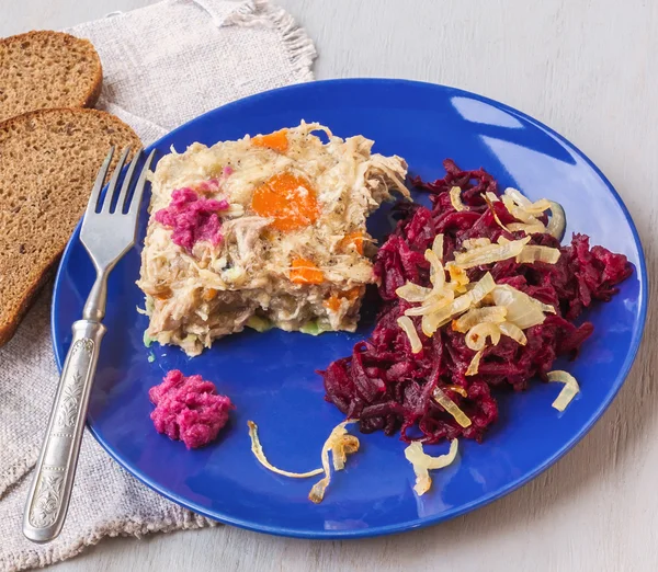 Plate with aspic and horseradish — Stock Photo, Image