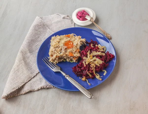 Plate with aspic and horseradish — Stock Photo, Image