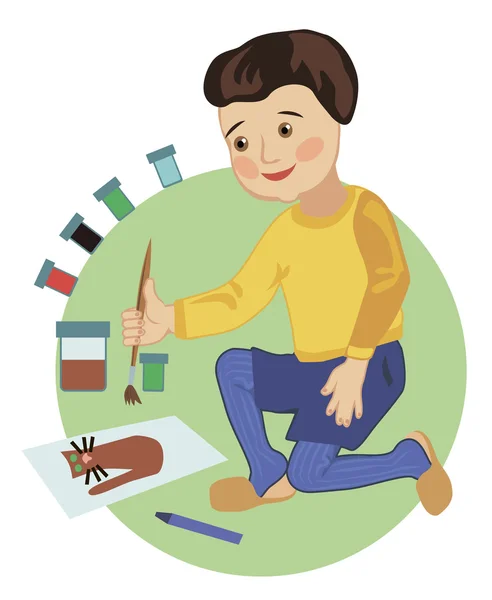 The kid draws — Stock Vector