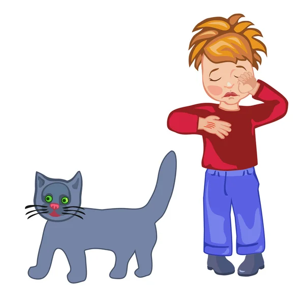 Child scratched by cat — Stock Vector