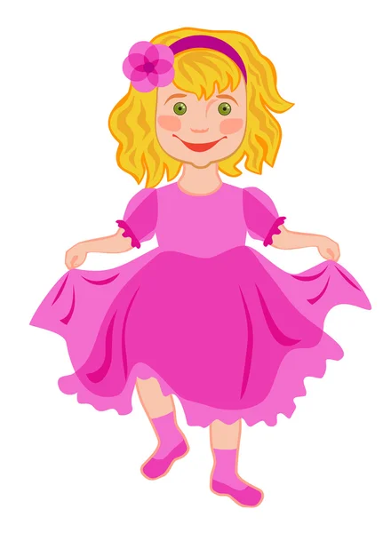 Little girl laughs and dances — Stock Vector