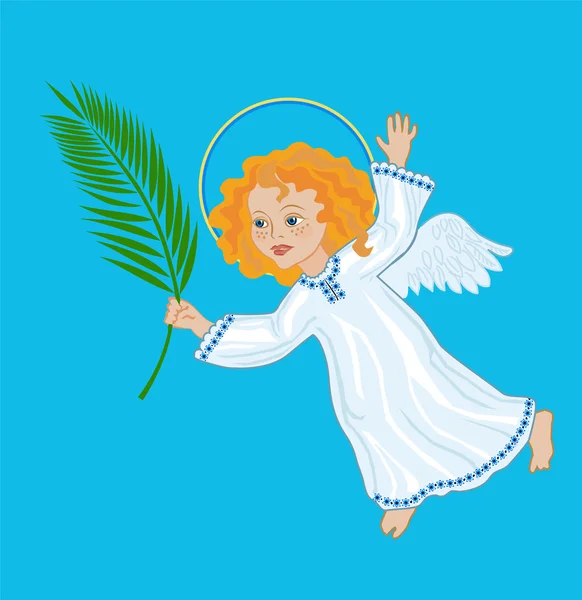 Angel with a palm branch — Stock Vector