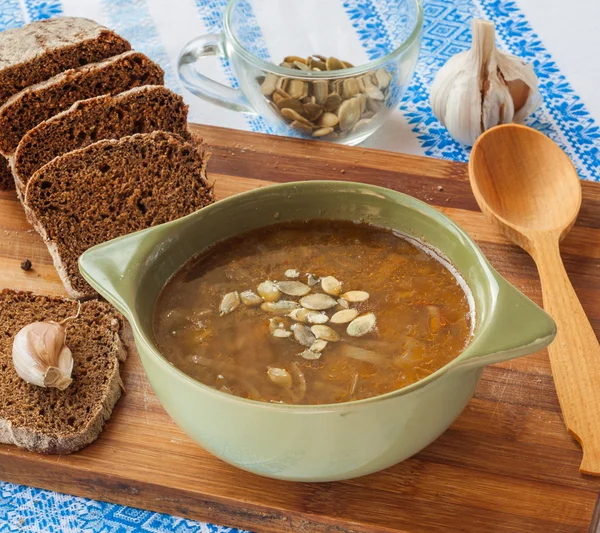 Plate with pumpkin soup — Stock Photo, Image