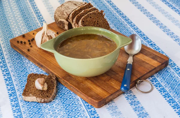 Teller mit Kürbissuppe — Stockfoto