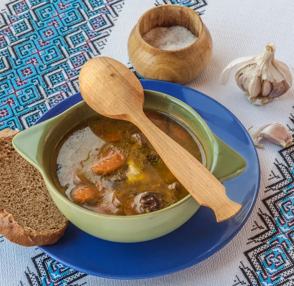 Kürbissuppe mit Champignons — Stockfoto